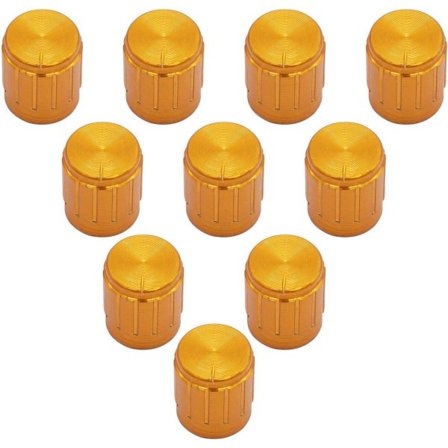 10 stk. Gyldne Metal 6mm Riflet Aksel Indsats Dia. Potentiometer Kontrolknapper Omskifterknap 15mm Dia. x 16mm Højde