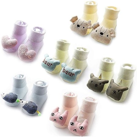 Sonarin 6 Paris Småbørn Pige Dreng Anti-slip Gulvsokker Baby Sutsko Sokker Dimensionel Tegneserie Baby Piger Anti-slip Bomuldssokker Dyredukke 0-6 