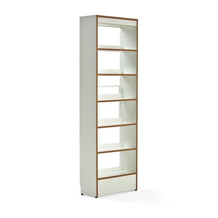Bogreol STORY, grundsektion, enkeltsidet, 725x305x2240 mm, 6 hylder, hvid