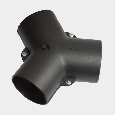 Y-rør varmluftsslange, Ø75 / 75 / 75 mm, plast, sort