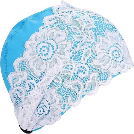 Svømmehætte til kvinder, vandtæt svømmehætte med blondeblomst, badehætte med ørebeskyttelse