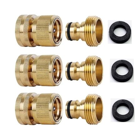 Hageslange Hurtigkobling Solid messing 3/4 tommers Ght-tråd Lett å koble til tilbehør Ingen lekkasje
