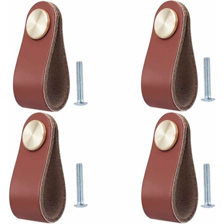 Sett med 4 skinnmøbelhåndtak, skapdørknott, skinnhåndtak skuffeknapp, vintage møbelhåndtak for skap, kommode, kjøkken, bad