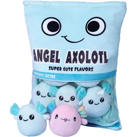 Söpö Axolotl-pehmolelu, irrotettava salamanterin täytetty pehmustettu tyyny, Kawaii-pehmolelulelu lapsille, tytöille (6 kpl per pussi, sininen)