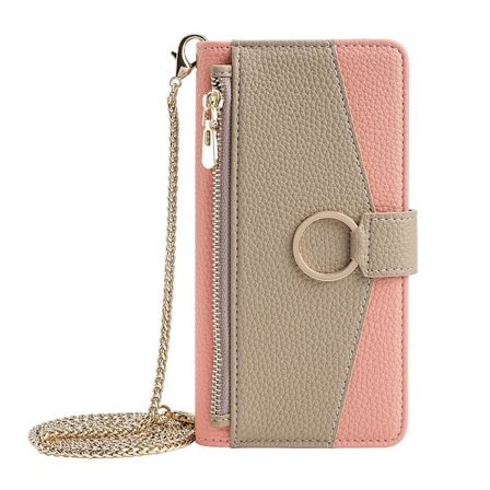 Etui til iPhone 16 Plus Rosa (med maskinvarekjede) Flip Lommebok med Kortholder Stropp stativ