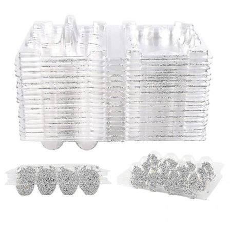 100 stk 12-spors Vakteläggask, Gjenbrukbar Vakteläggkartong, Eggoppbevaringsboks, Transparent, Frid Stor Boks, Mini Eggdispenser med Lokk for 