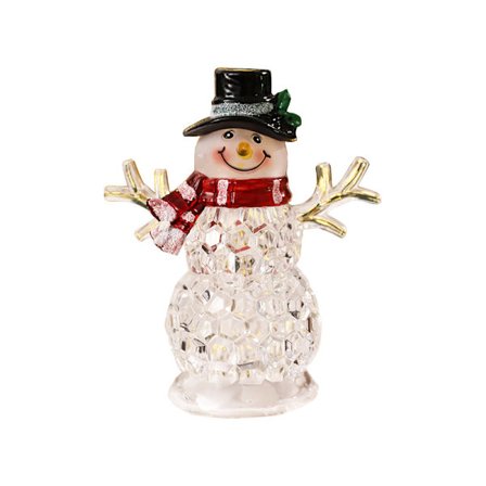 Dercass Light Up Snowman Figurine Akryl Snowman Figurine Christmas San