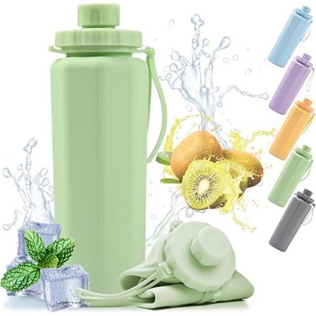 Sammenfoldelig silikonevandflaske – Bærbar sportsflaske til løb, camping, udendørsaktiviteter og rejser, passer i lommen