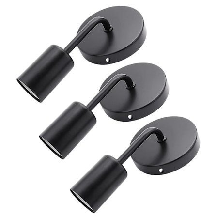 3x Svart Loft Antik Järn Enkel Bar Gång Vägg Sugkopp Vägglampa