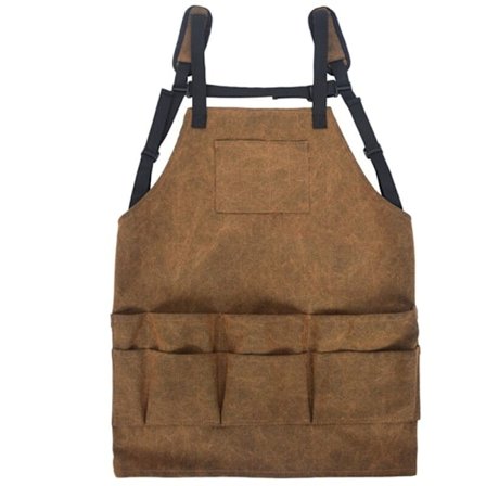 Justerbare lærredsforklæder til kvinder Multi-lomme forklæder BBQ køkken slidstærke forklæder madlavningsredskaber forklæder