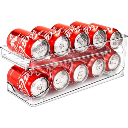 Rullende køleskabsdåseorganisator Dåsedispenser Køleskab Spisekammer Opbevaring 10 330 ml Standardstørrelse Dåser Øl Sodavand