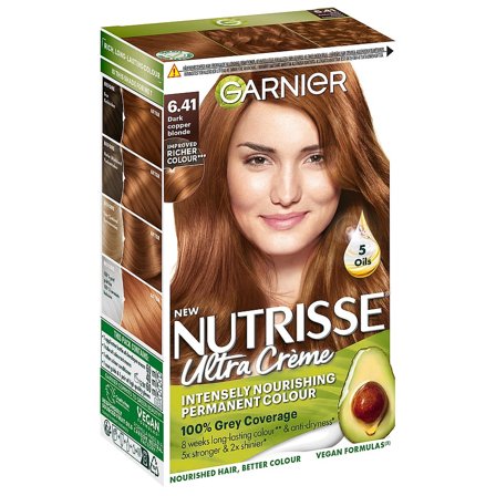 Garnier Nutrisse Ultra Créme Hårfarve 6.41 Dark Copper Blonde, Hår, Hårfarve, Permanent Hårfarve