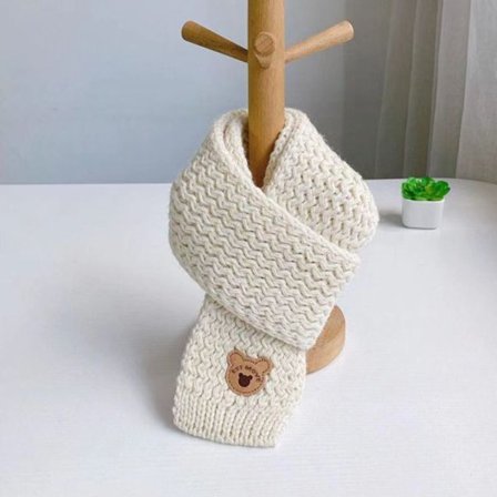 Barne skjerf strikket sjal BEIGE