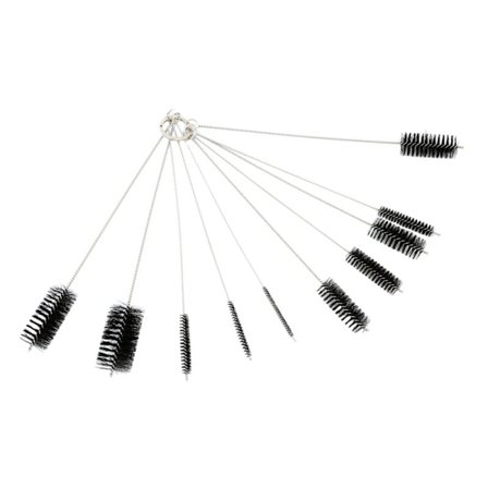 Sæt med sorte flaskerenserbørster med lang, tynd og fleksibel hånd