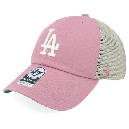 47 Brand - MLB Rose trucker Casquette - Los Angeles Dodgers Trawler Clean Up Mauve Trucker @ Hatstore