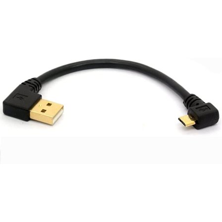 90 graders USB 2.0 til Micro USB B hann 15 cm vinklet ladeforlenger og ladeforlengelseskabel