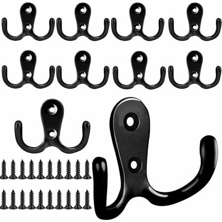 10 stk. sorte knager, dobbelte metalknager med skruer, Ba