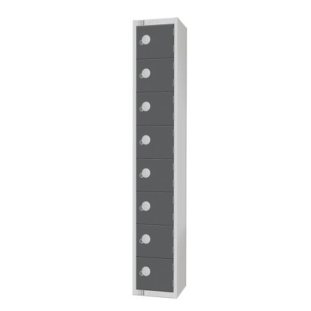 Elite locker, 8 door, 1800x300x300 mm, dark grey