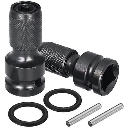 2-pakning 1/2" firkant til 1/4" sekskantadapter, hurtigutløser chuck-konverter for muttertrekker og skrutrekkerbitsholder