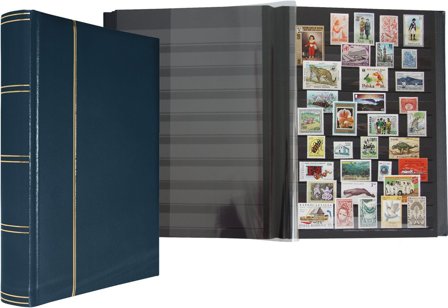 insticksbok - A4 - 64 sorte sider - Mørkeblåt læder - Leuchtturm