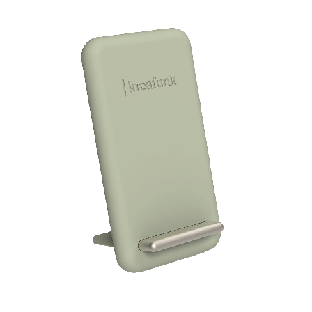 Kreafunk - reCHARGE Ladestation, Dusty Olive, kabellos, 15W Schnellladung, LED-Anzeige, USB-C