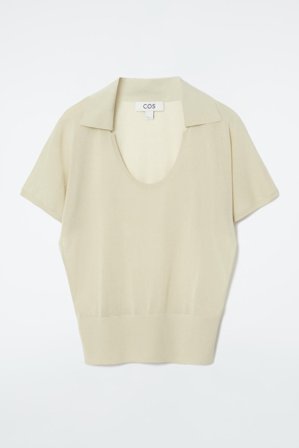 COS Women's Scoop Neck Knitted Polo Shirt in Beige