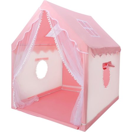 Lasten leikkiteltta Prinsessalinna tytöille, suuri lasten leikkimökki sisä- ja ulkokäyttöön, syntymäpäivälahja taaperoille, vaaleanpunainen