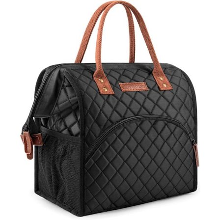 Lunsjpose Isolerte Lunsjboks Bredåpen Lunsjpose Stor Drikkeholder Holdbar Nylon Termisk Snacks Organizer for Kvinner Menn Voksne Arbeid Piknik H