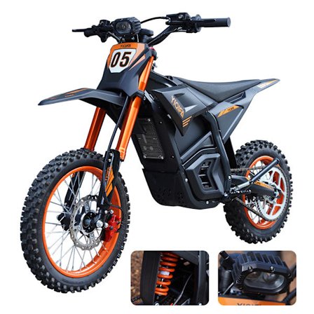 YIQIFA Elektrisk offroad-motorcykel - 14-tums däck, 48V, maximal toppeffekt 2500W, lämplig för körning i sand/snö/berg