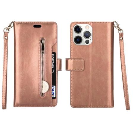 Iphone 13 Pro Max - Multifunktionellt Flerkort Läder Fodral - Ro