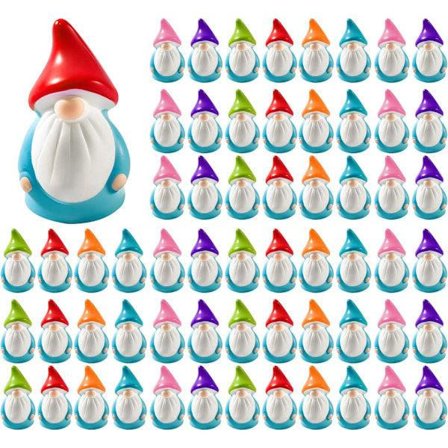 100-pakning Mini Tomtefigurer Miniatyr Feharpiksskulpturer Bord Miniatyr Nisser for Landskap Utendørs Uteplass Plen Innendørsplante Fargerik