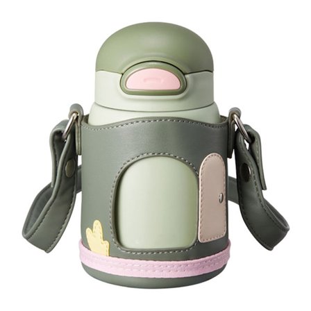 Børne Isoleret Kop i Rustfrit Stål 480ml Tegneserie Vakuum med Aftagelig Ærme Grøn