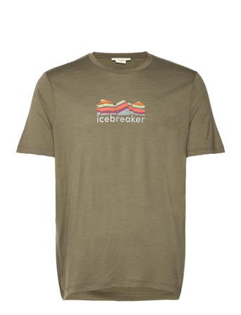 Men Tech Lite Ii Ss Tee Mountain Geology T-shirt Khakigrønn Icebreaker