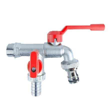 Dobbelt vandhane i messing med Quick Connect Model 3