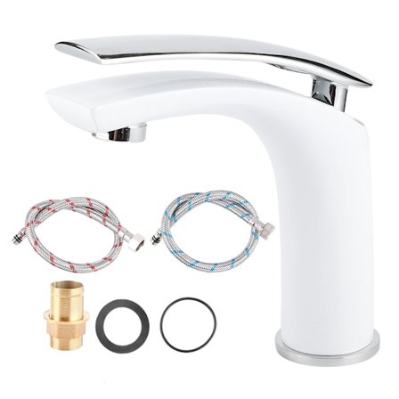 Valkoinen maalattu pesuallas hana Kylmä ja kuuma Kylpyhuoneen laitteisto Allashana EU-standardi