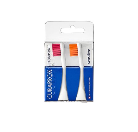 Curaprox Hydrosonic Pro Sensitive Rød/Orange 2pk, Medicin & Pleje, Tandbørster, Børstehoveder