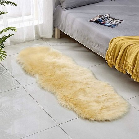 Imiteret Pels Tæppe - Shaggy Fåreskind Fluffy Tæppe Kunst Tæpper Chic Gulvtæppe Soveværelse Stue Indretning