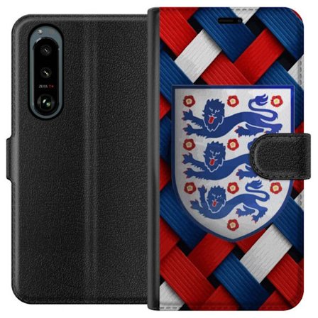 Yhteensopiva Lompakkokotelo Sony Sony Xperia 5 III Graafinen Englanti-aihe heraldisilla leijonilla ja punaisella, valkoisella ja sinisellä punotulla