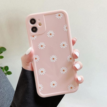 TPU Bagside Cover til iPhone 11 6.1", Daisy Mønster Glansfuldt Blødt Silikone Cover, Sødt Pige Cover Slankt Letvægts - Pink