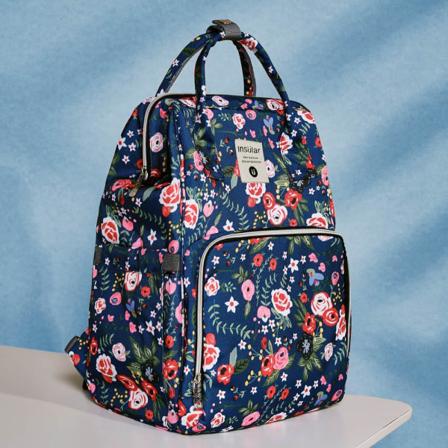 Skötväskor Mammaväska Mode Stor kapacitet Utskrift Vattentät Mamma Baby Mammapaket Flowers L