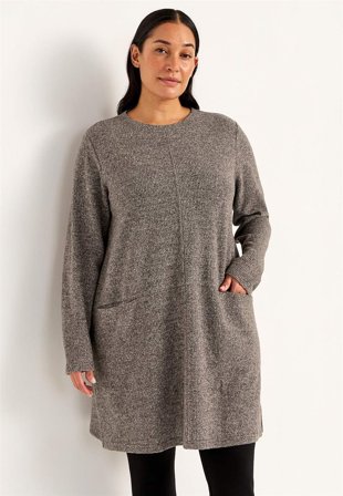 Cellbes of Sweden - Superblød tunika med lommer Beata i nougatmeleret til damer i størrelse 38/40