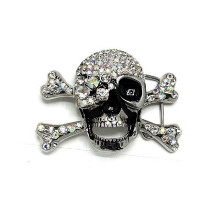 Bältesspänne - Skalle och ben med bling