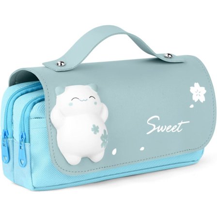 Stort Penalhus Stor Kapacitet Blyant Pen Taske Kontor Papiretui Skoleelever Piger Drenge Teenager Opbevaring Organizer Gaver Blå