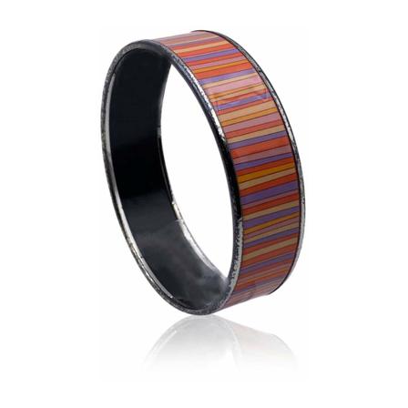 Hermès Vintage, Pre-owned Striped Wide Bangle Bracelet Bruin, Dames, Maat:ONE Size