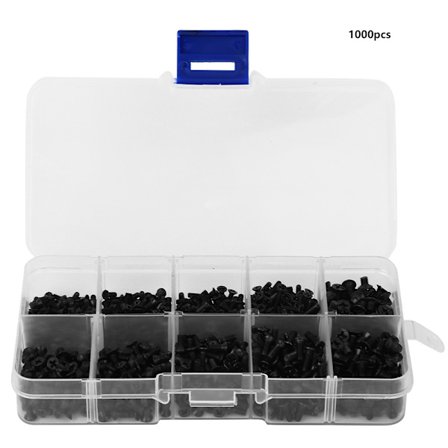 Maskinskrue med flatt hode, kryss, svart karbonstål, festemidler for elektronikkindustrien, 1000 stk