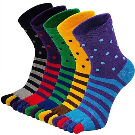 Størrelse 39-44/45-48, 5 par, 5-finger sokker i bomull for menn