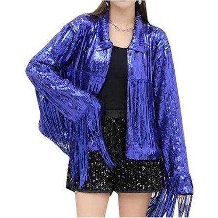 Kvinders Frynser Nyårsaften Sequin Jakke Frakke