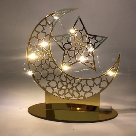 EID Mubarak Ornament Gold Moon Castle Pöytäkoriste A2 A1