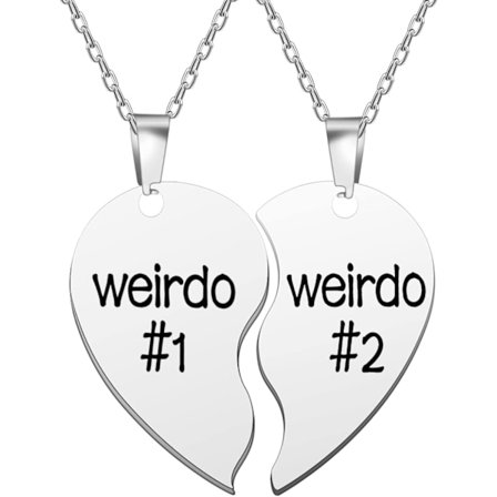 2 stk. Bedste veninde halskæde, Weirdo 1 Weirdo 2 rustfrit stål vedhæng venskabssmykker Forever Split Heart Set