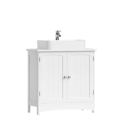 Rootz Sink Cabinet - Vanity Unit - Base Cabinet - Compact Storage - MDF White - 60 cm x 60 cm x 30 cm